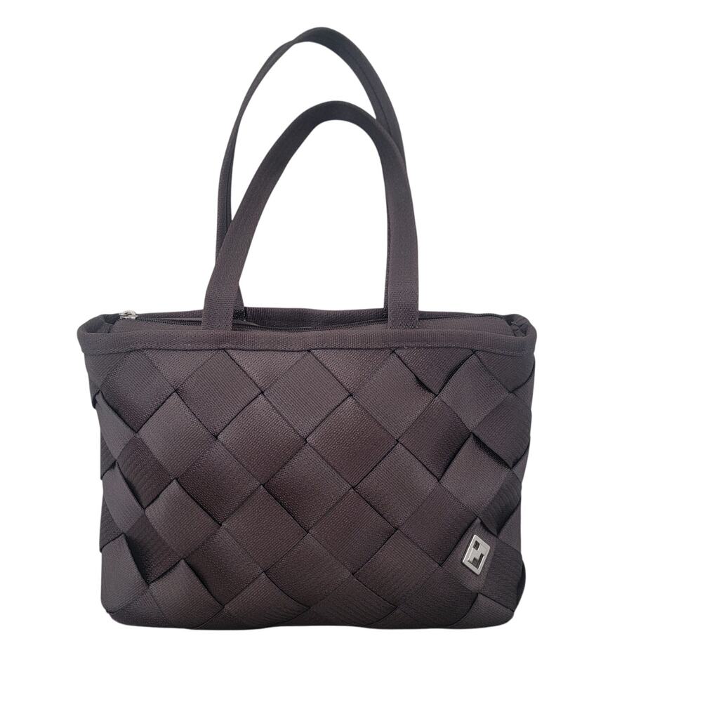 Maggie Bags Recycled Thick Seatbelt Webbing Tote Shoulder Bag Brown Purple‎ 13x9